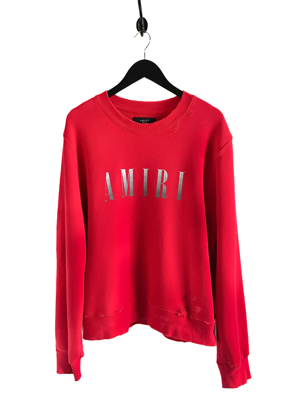 Amiri Red Degrade Silver Logo Distressed Sweatshirt