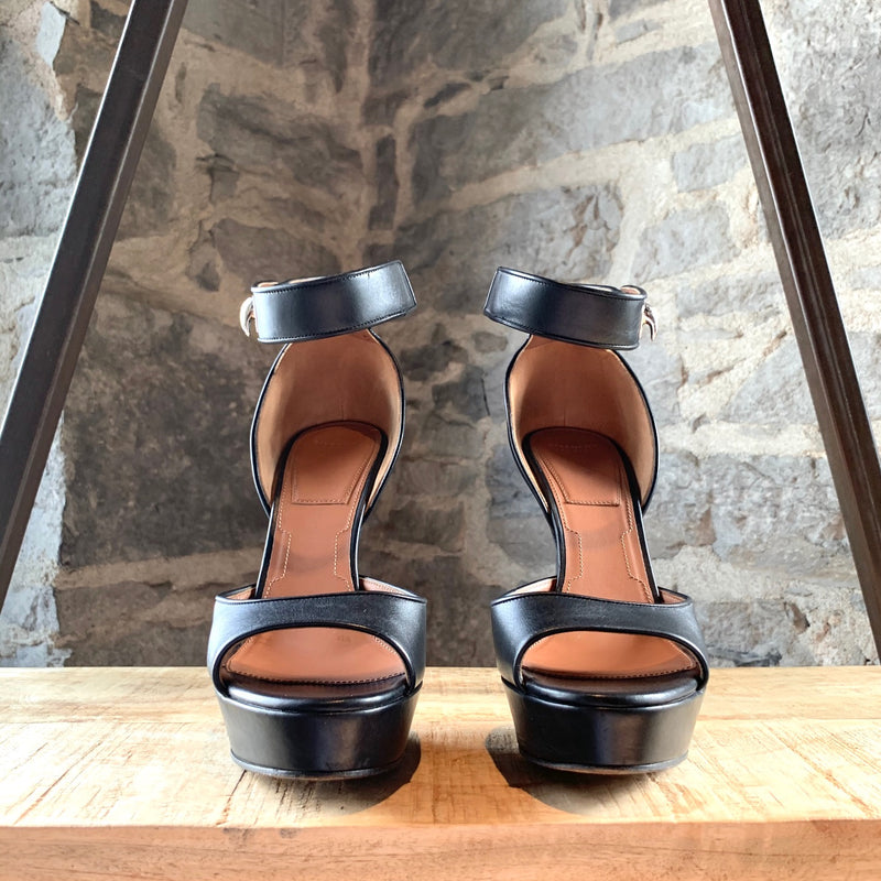 Givenchy Sharklock Black Ankle Strap Platform Sandals