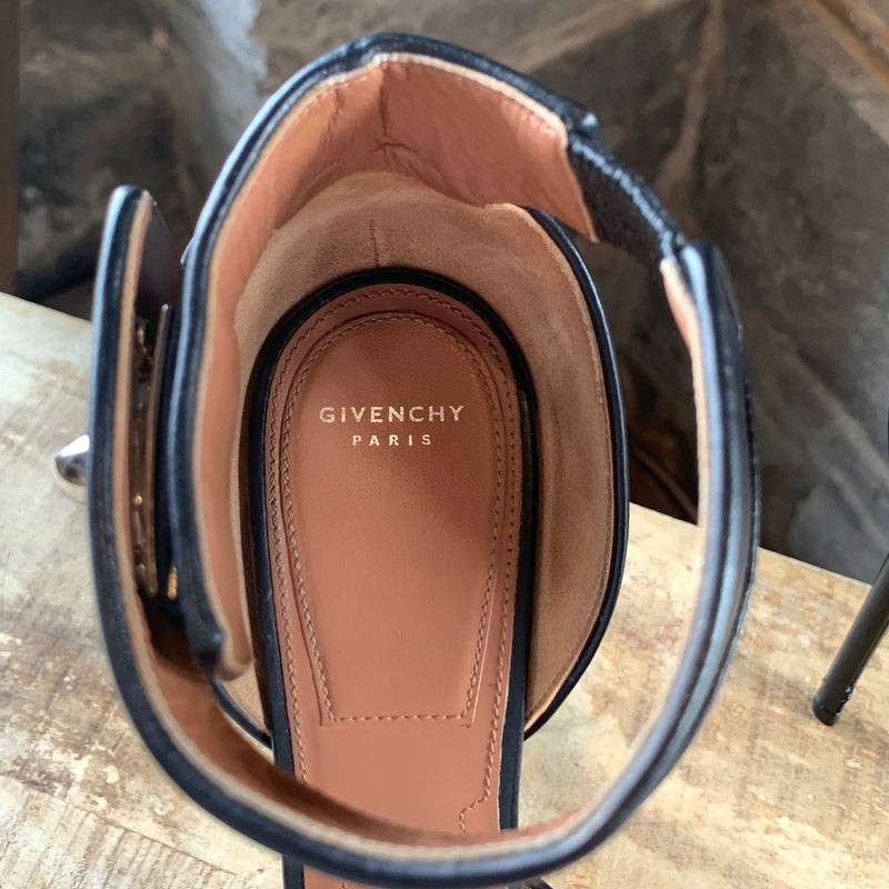 Givenchy Sharklock Black Ankle Strap Platform Sandals
