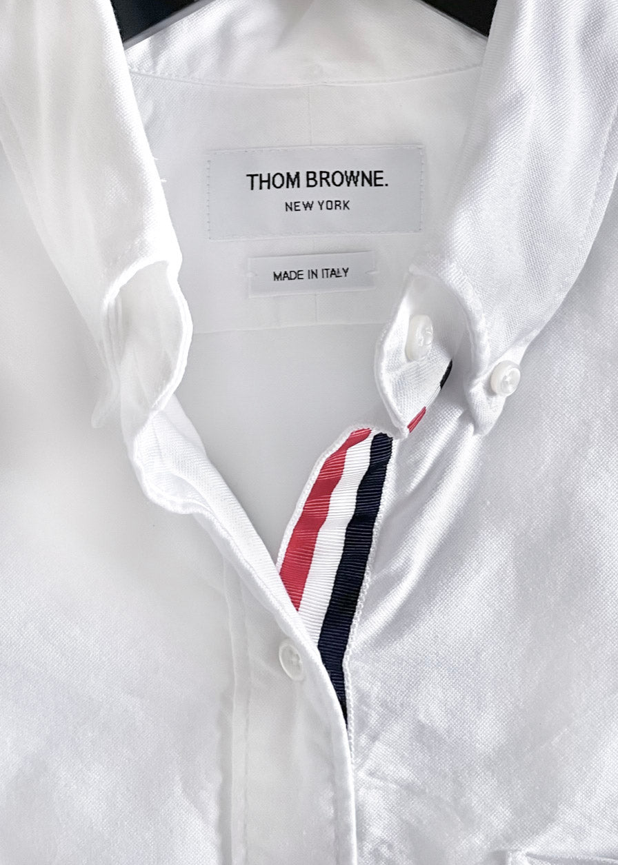 Thom Browne White Sleeveless Grosgrain Detail Shirt