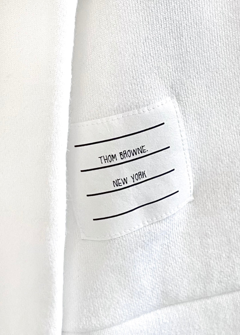 Sweat-shirt ivoire avec rayures bourgogne Thom Browne4-Bar