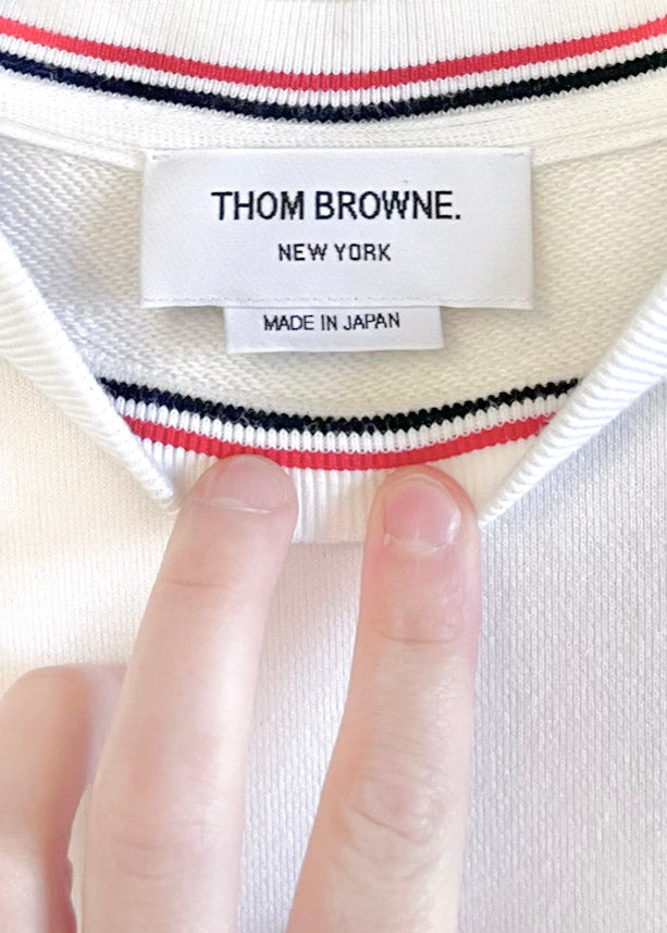 Thom Browne Ivory Burgundy 4-Bar Sweatshirt