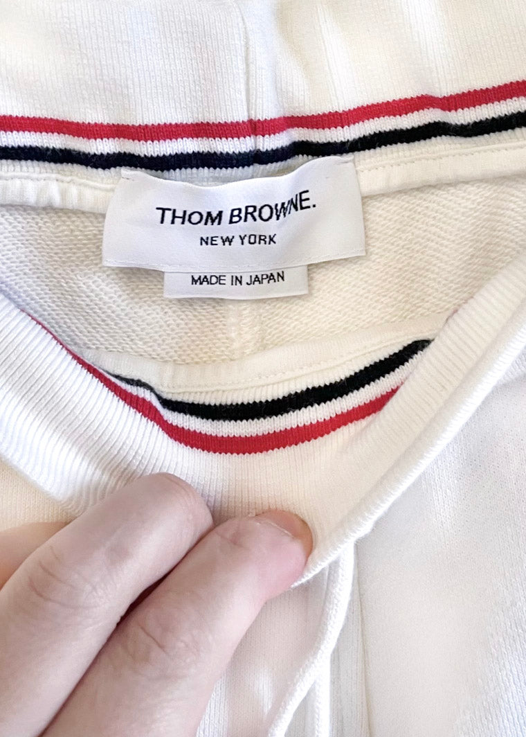 Thom Browne Ivory Burgundy Striped 4-Bar Straight Leg Track Pants