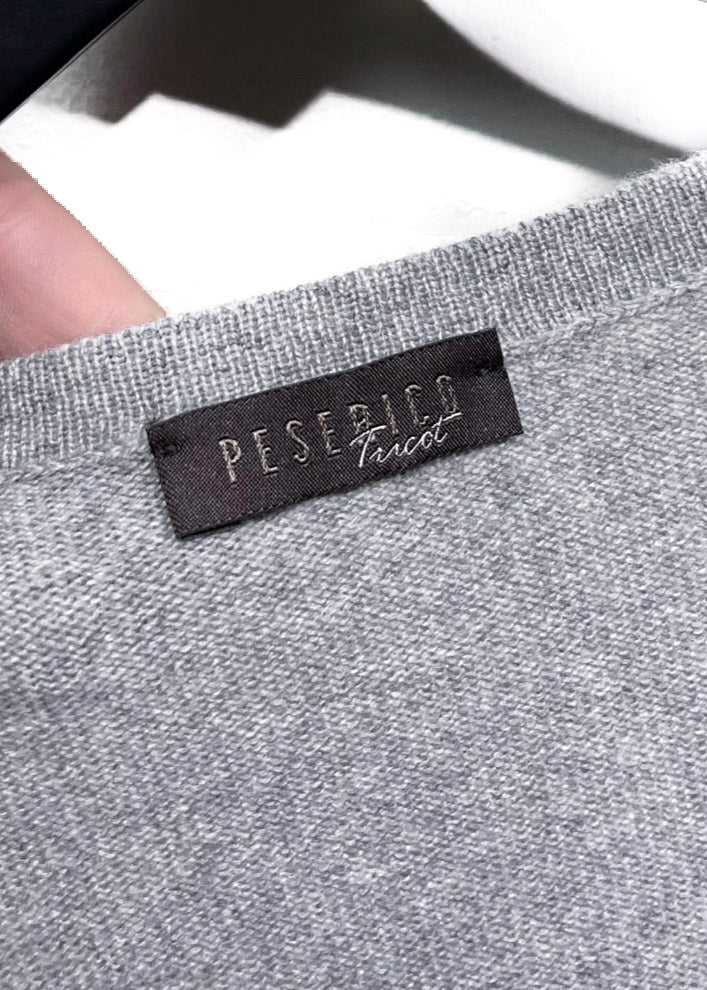 Peserico Tricot Grey Silk V-neck Sweater