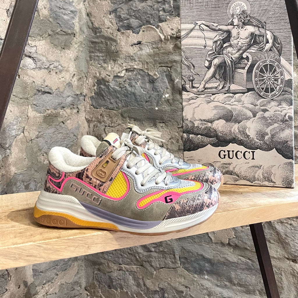 Gucci Multicolour Pink Distressed Ultrapace Sneakers