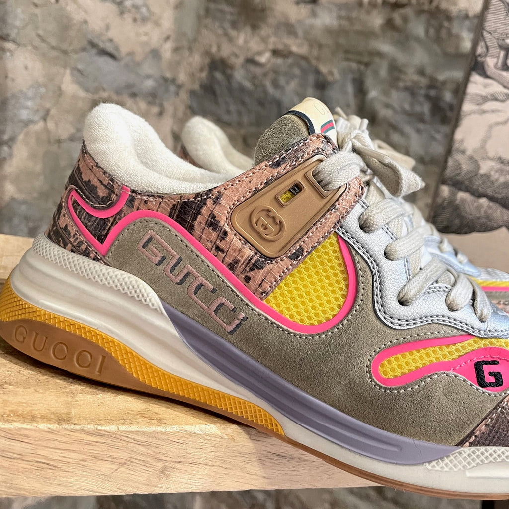 Gucci Multicolour Pink Distressed Ultrapace Sneakers