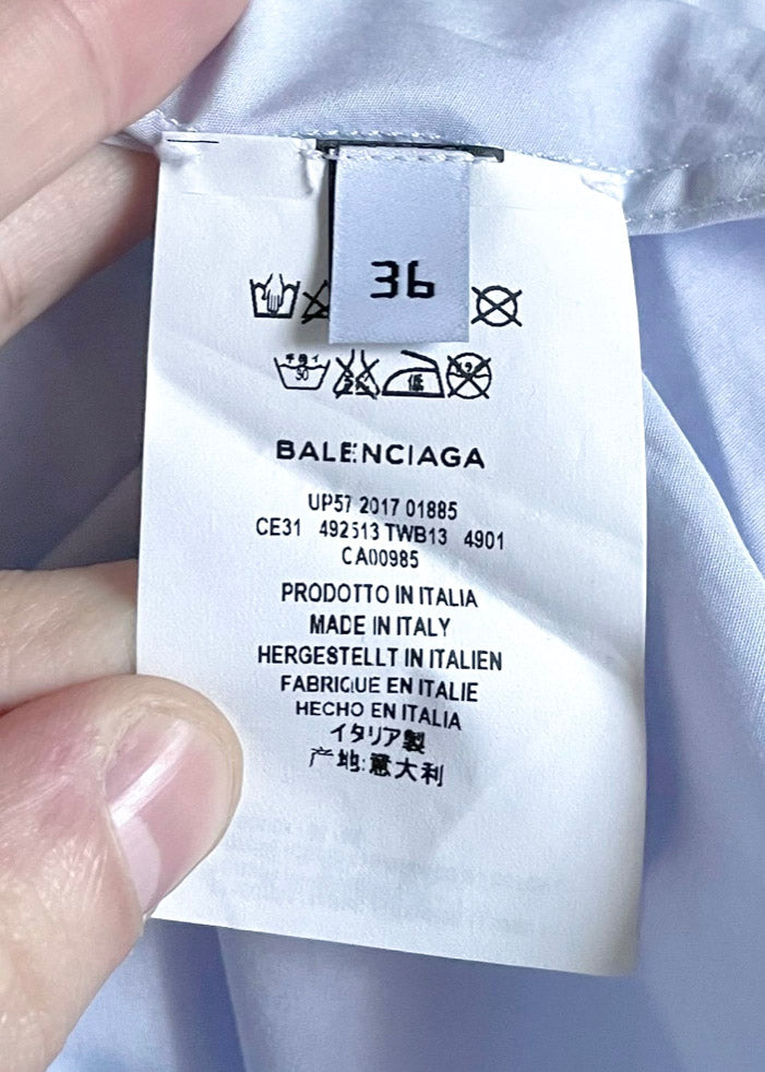 Chemise bkeu pâle en popeline Balenciaga Logo Swing
