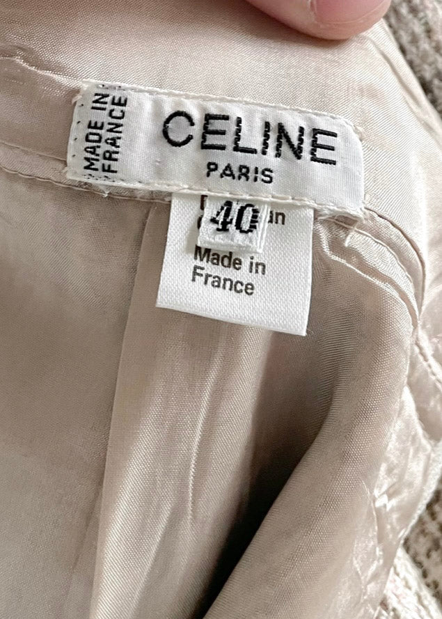 Jupe vintage Céline beige rose à carreaux