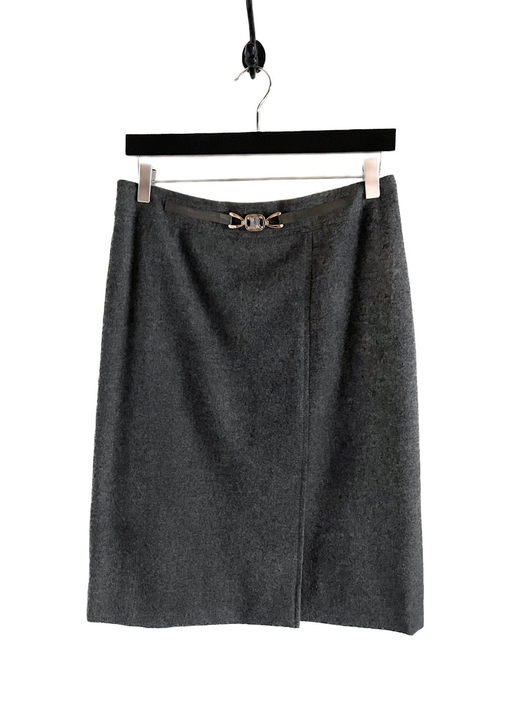 Céline Vintage Grey Wool Logo Accent Skirt