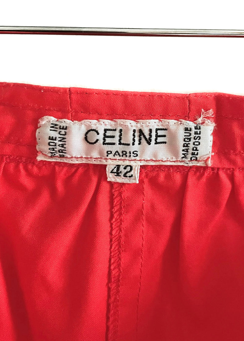 Jupe rouge coquelicot vintage en coton à poches Céline