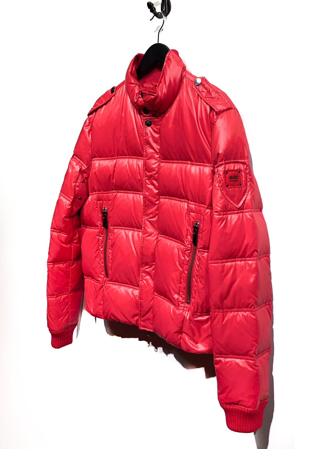 Add Red Puffer Bomber Jacket