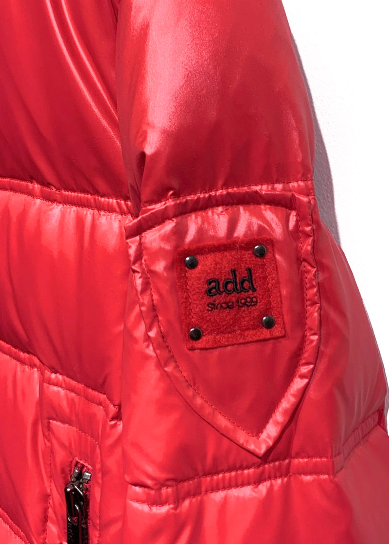 Add Red Puffer Bomber Jacket