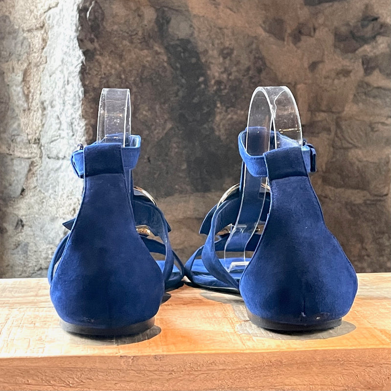 Louis Vuitton Medaillon V 2015 Royal Blue Suede Sandals