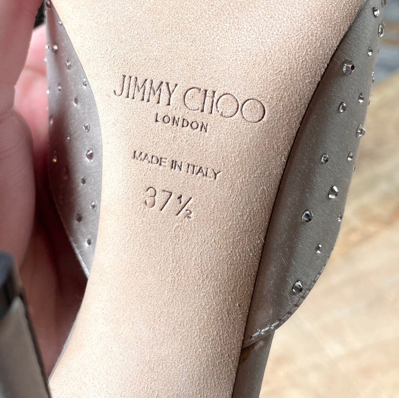 Jimmy Choo Crystal Embellished Satin Rav 100 Heeled Mules