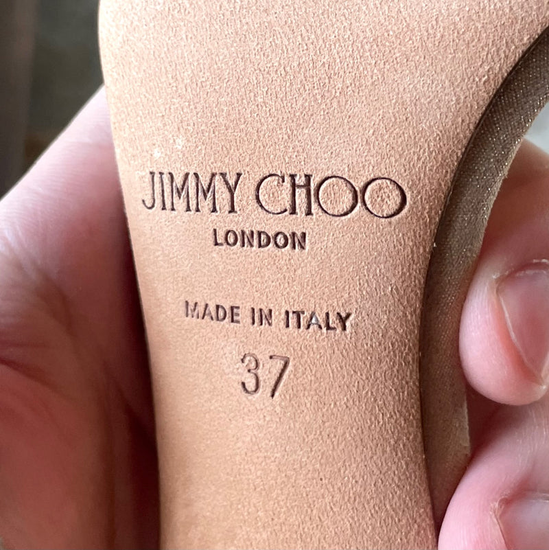 Sandales en daim champagne avec franges Jimmy Choo Viola embellies