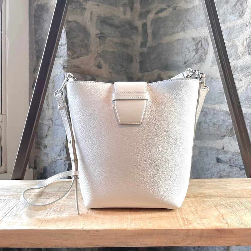 Jimmy Choo Ivory Leather Crystal Embellished Madeline Bucket Bag