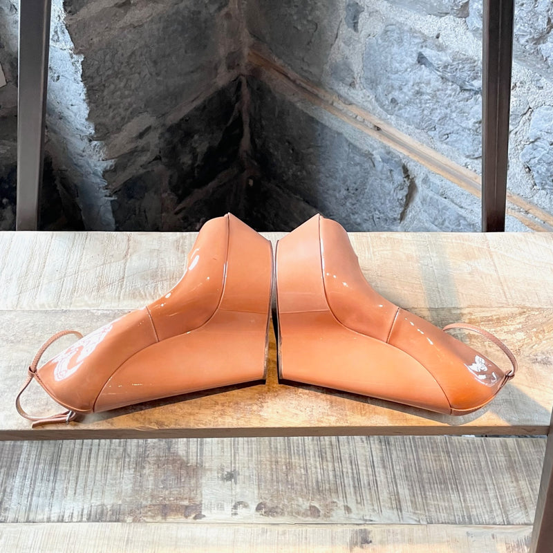 Sandales compensées en cuir vernis nude Giuseppe Zanotti