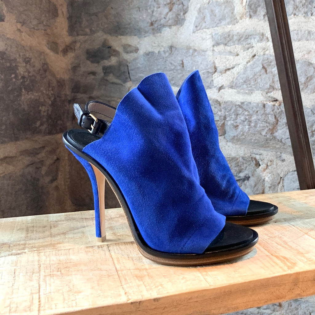 Balenciaga Cobalt Blue Suede Glove Sandals