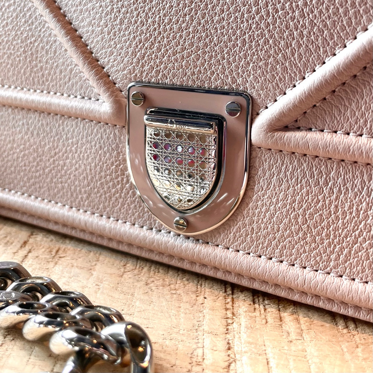 Christian Dior Pink Leather Small Diorama Flap Bag