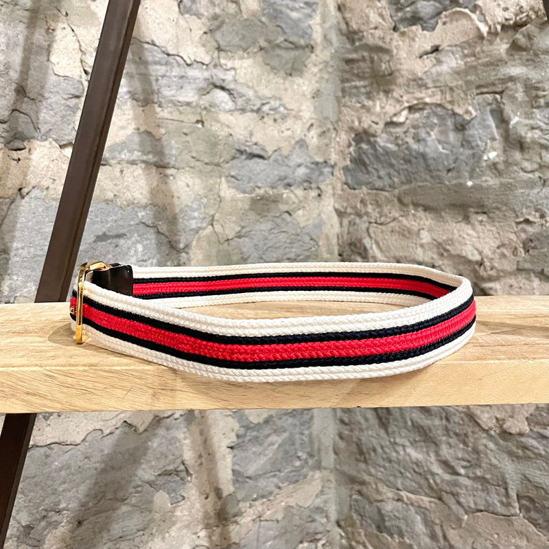 Marni Ivory Red Navy Braided Gold Buckle Belt