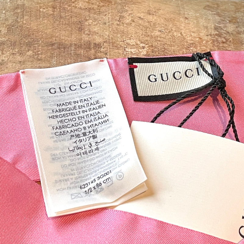 Gucci Pink Orgasmique Print Silk Neck Bow