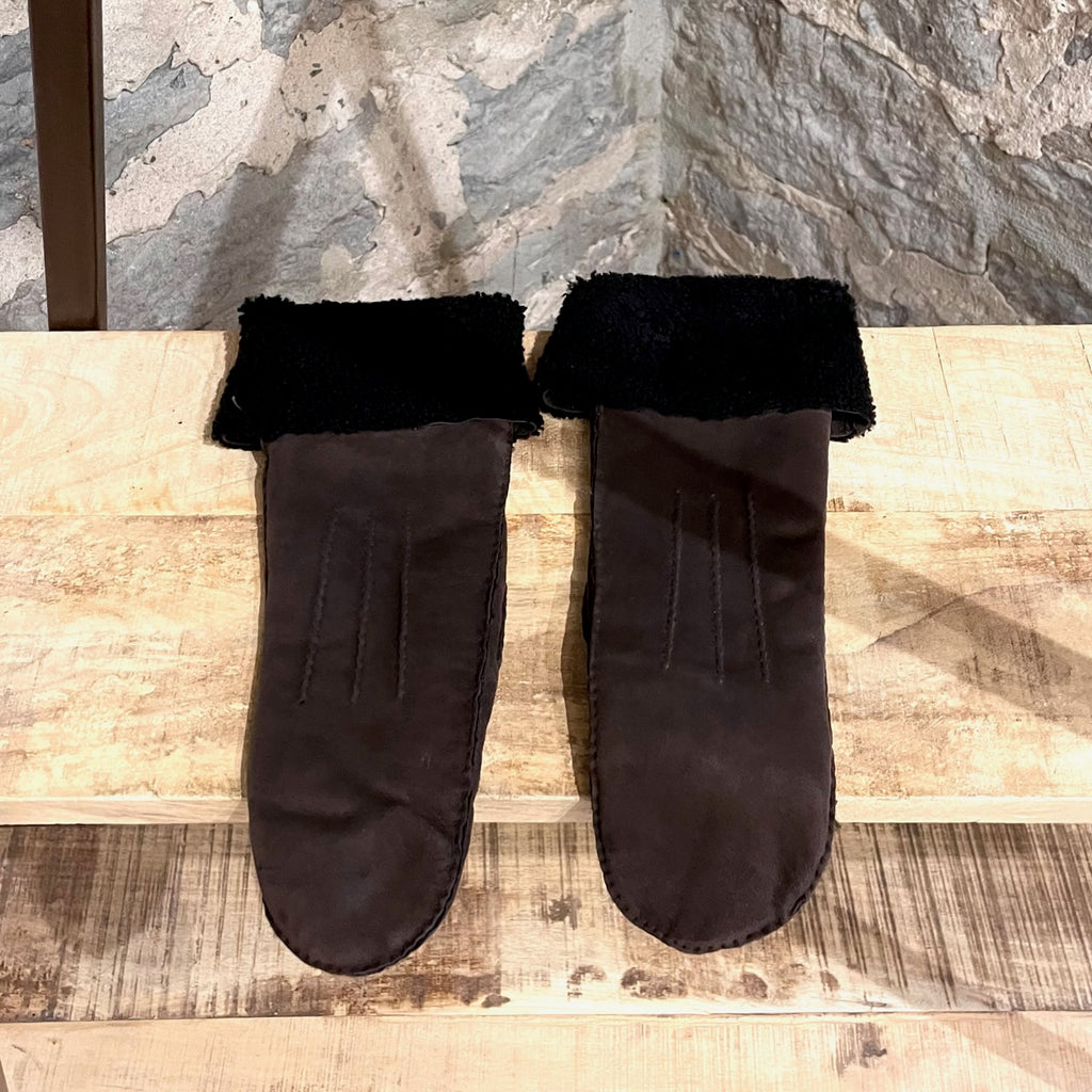 Marni Chocolate Brown Suede Mittens