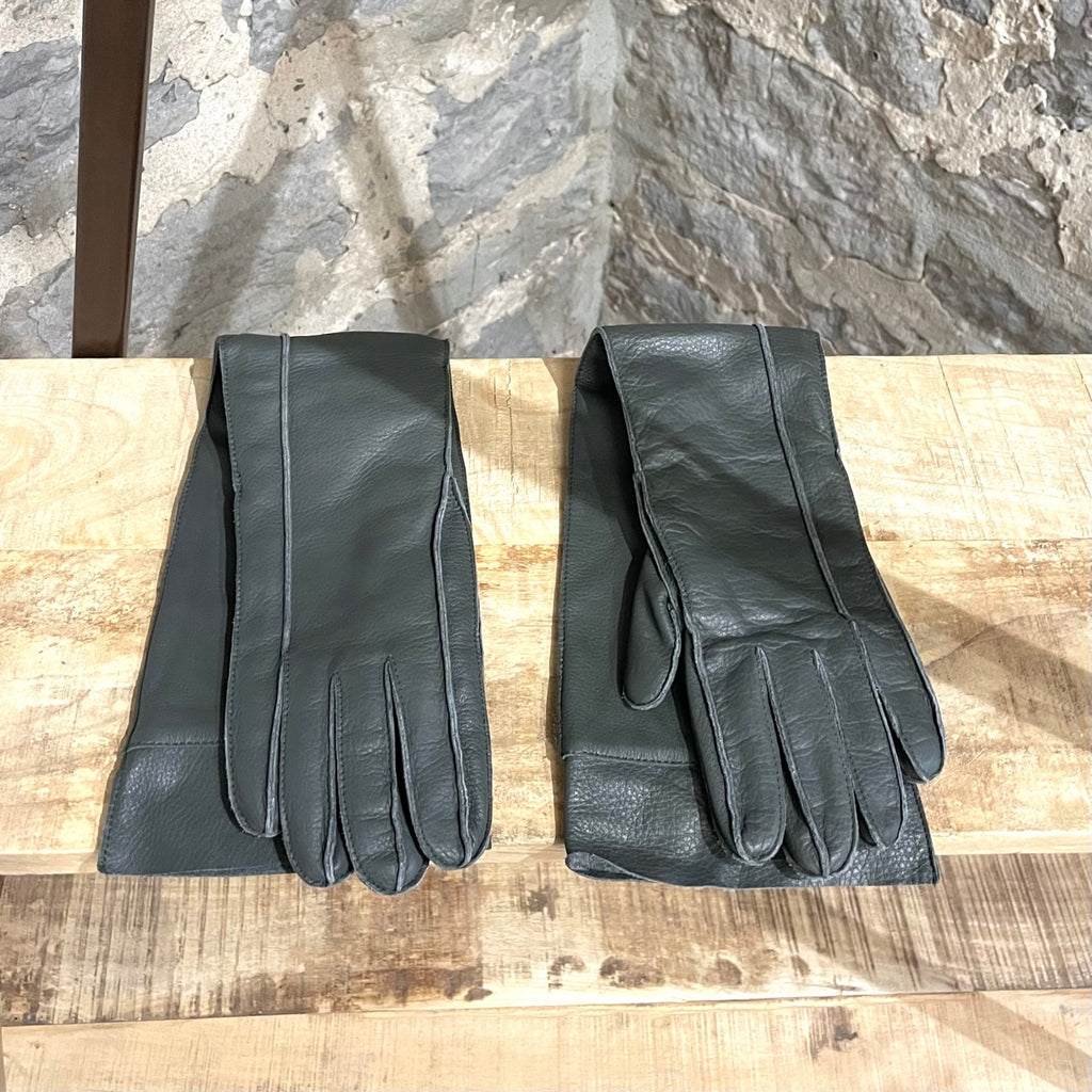 Marni Olive Green Leather Long Gloves