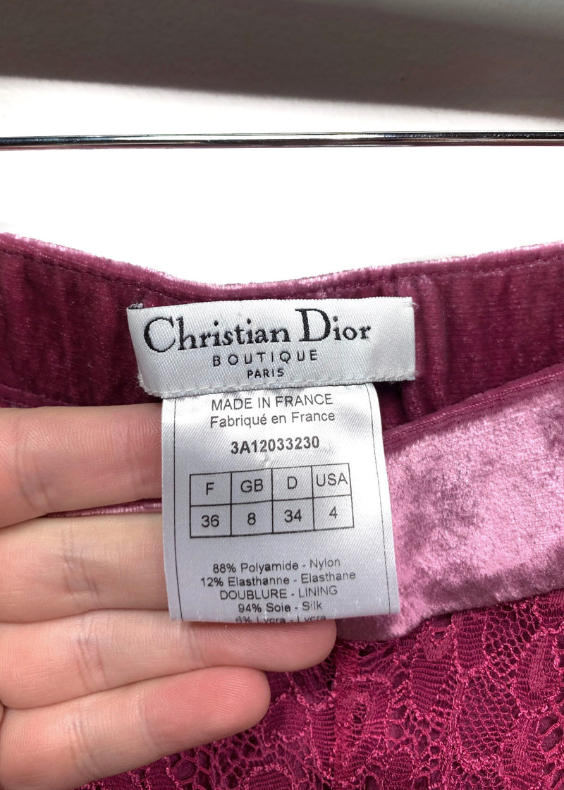 Jupe en dentelle Christian Dior rose fuchsia