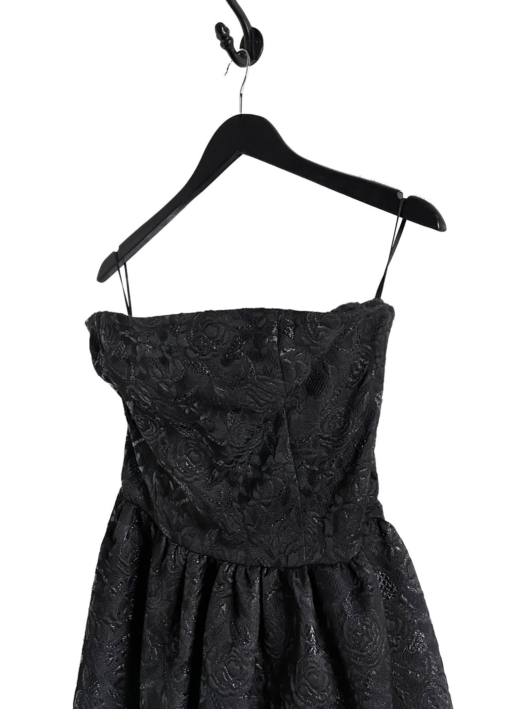 Prada 2010 Black Floral Jacquard Strapless Bustier Dress