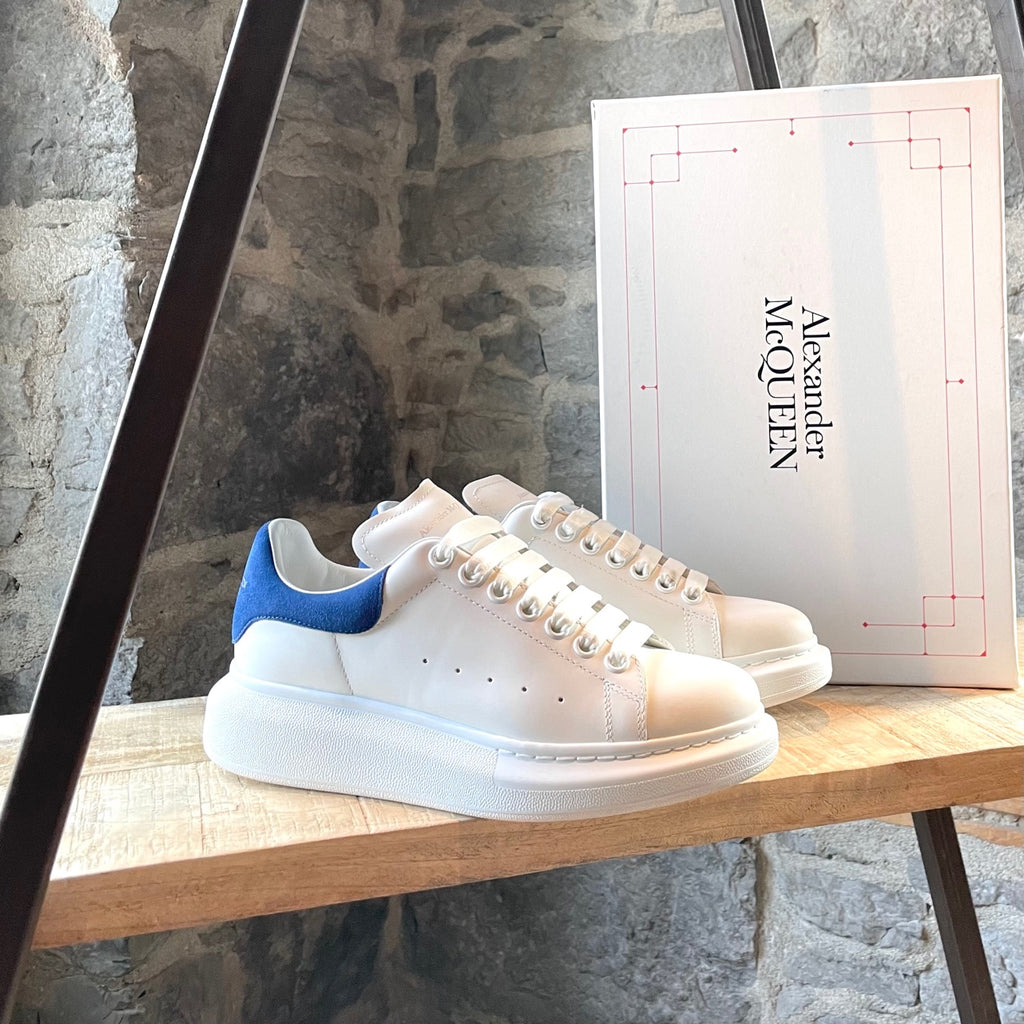Alexander McQueen White Leather Blue Suede Oversized Sneakers
