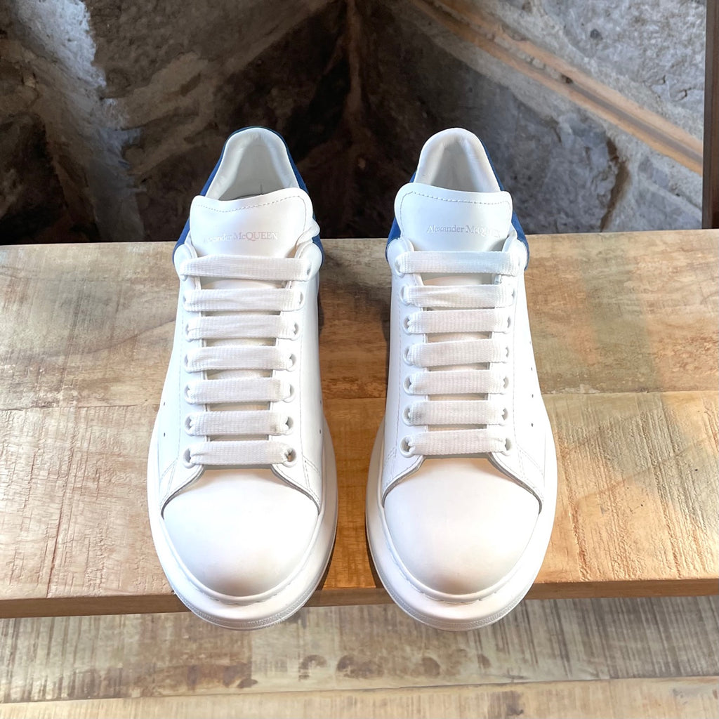 Alexander McQueen White Leather Blue Suede Oversized Sneakers