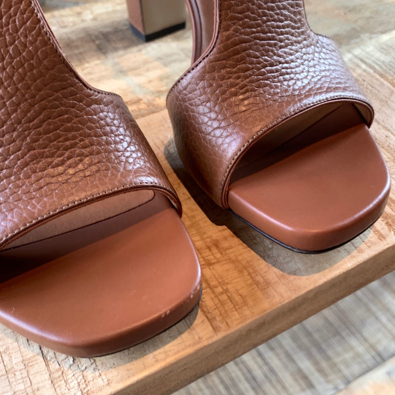 Valentino Rockstud Brown Calfskin Leather T-strap Sandals
