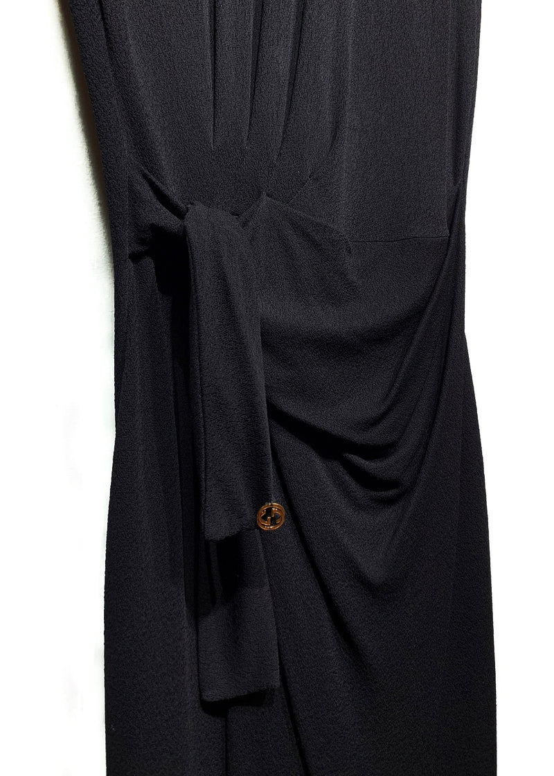 Robe à manches courtes en crêpe noir Gucci