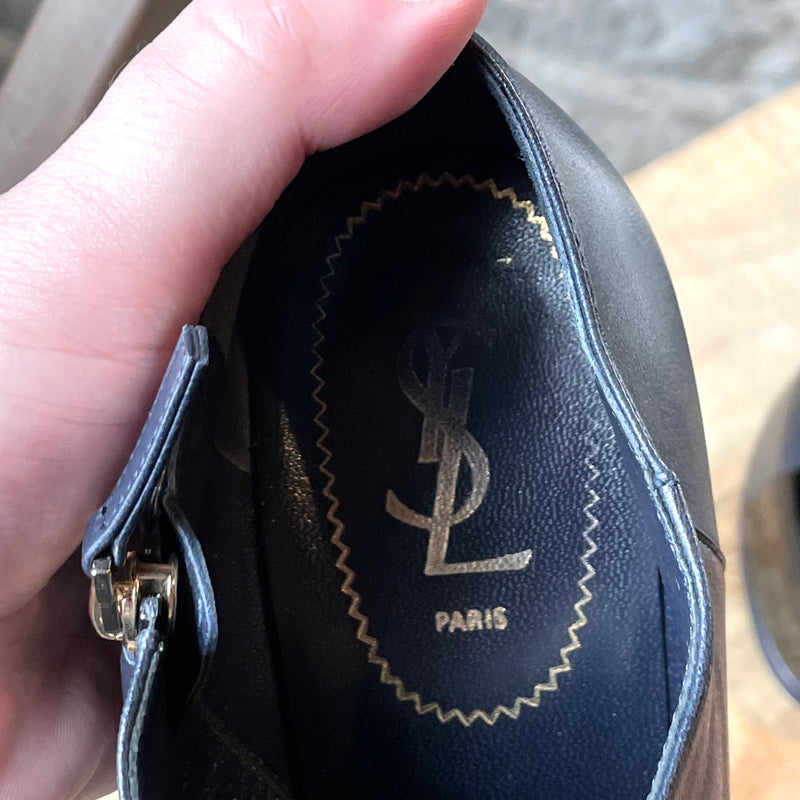 Yves Saint-Laurent Navy Leather Tribtoo Booties