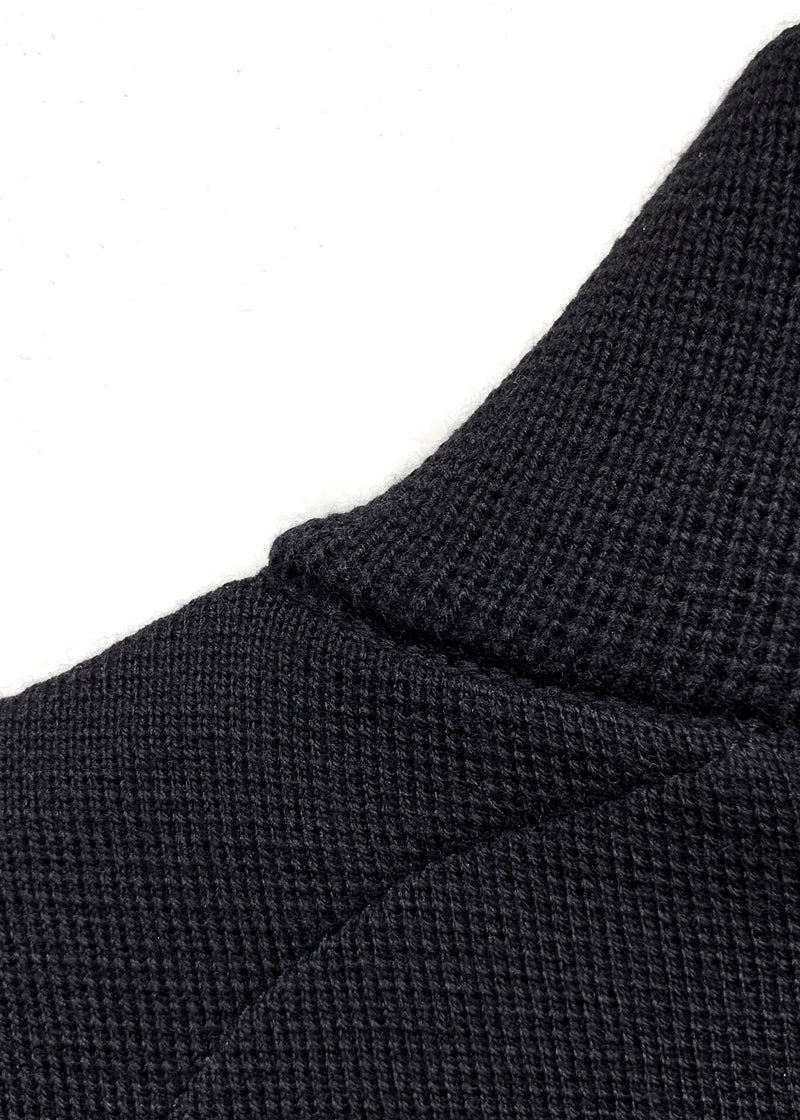 Pull zippé noir en laine Prada Linea Rossa pour femme avec nylon aux coudes