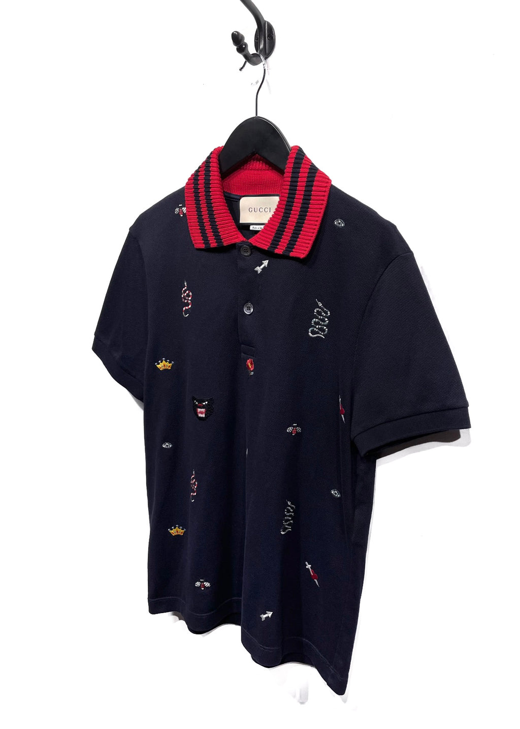 Gucci 2018 Navy Polo with Multi Embroideries
