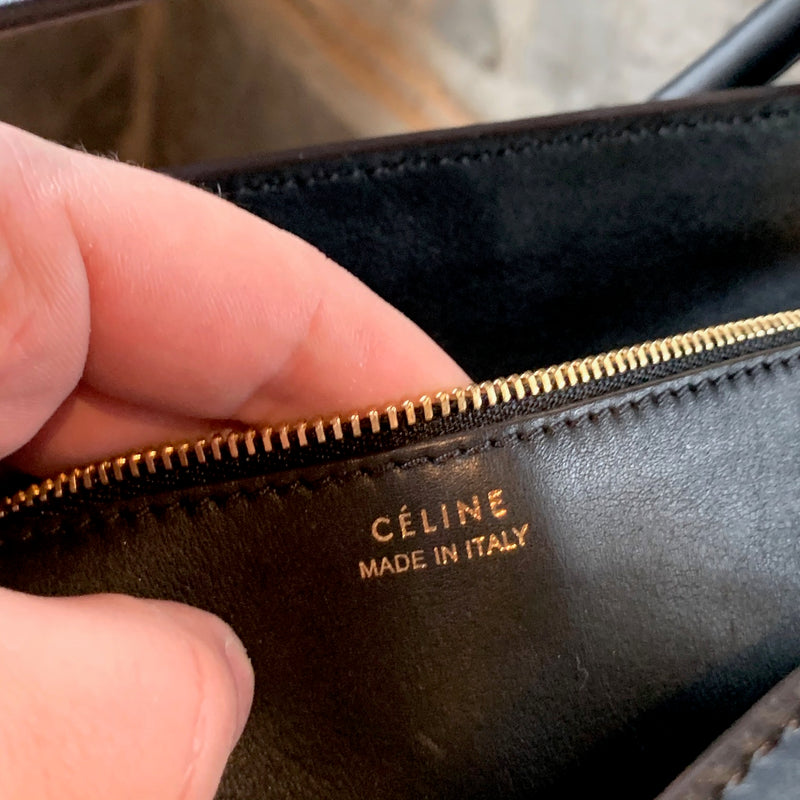 Céline Midnight Blue Croc Embossed Nubuck Small Tie Tote Bag