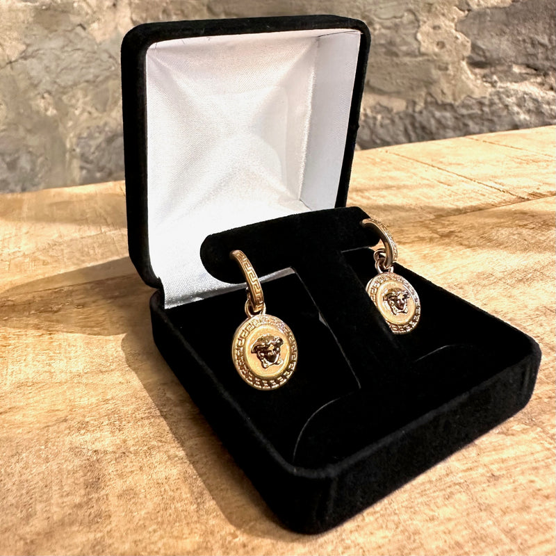 Versace Medusa Greca Coin Gold-tone Earrings