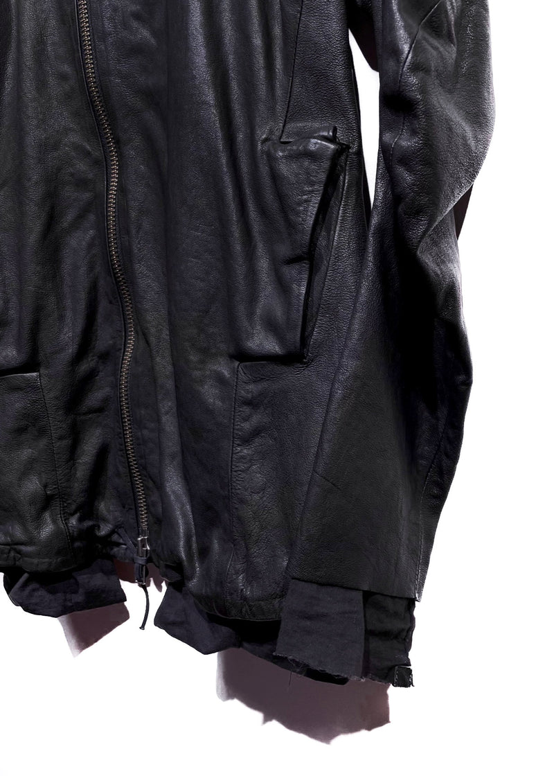 Boris Bidjan Saberi J3 Washed Waxed Black Lamb Leather Jacket