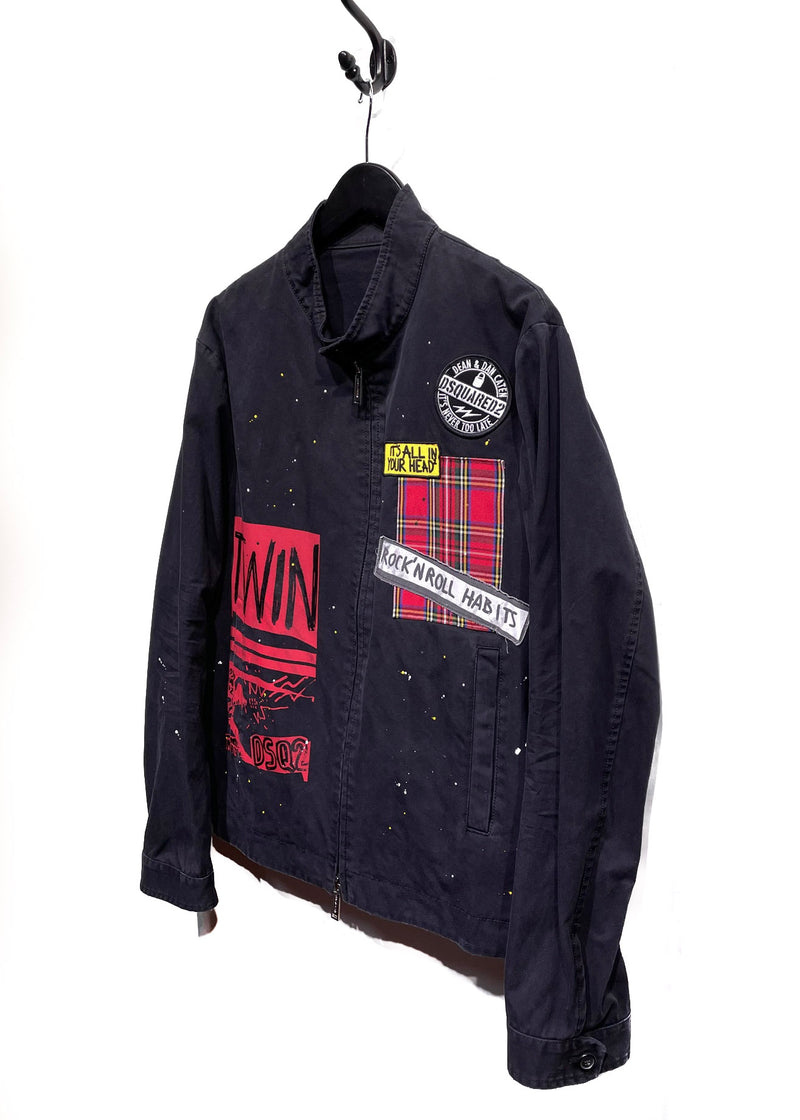 Dsquared2 Black Rock' N Printed Patched Cotton Jacket