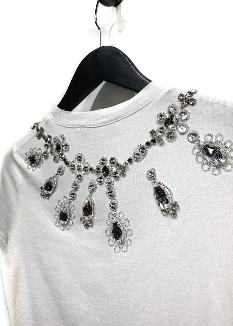 T-shirt à manches courtes blanc orné de cristaux Christian Dior