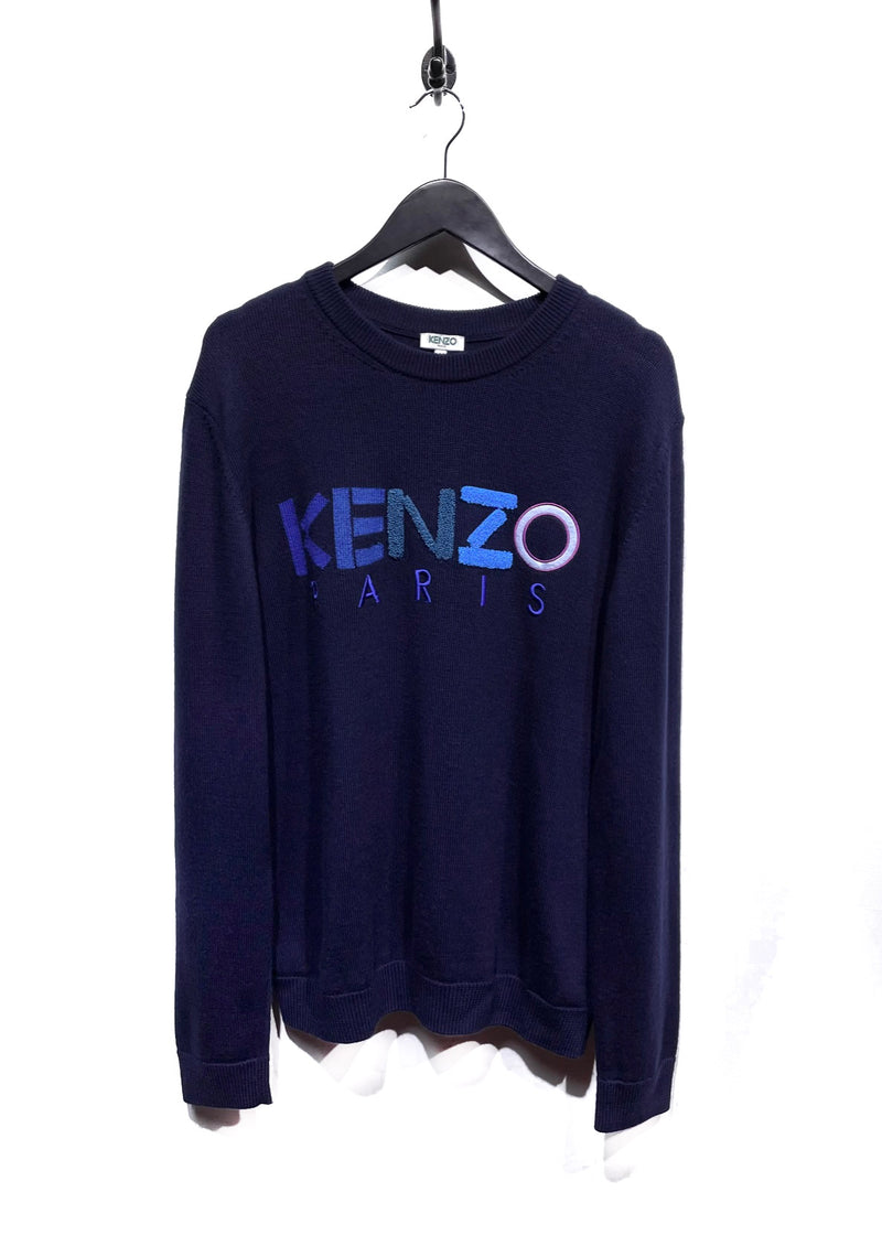 Pull en laine bleu marine Kenzo