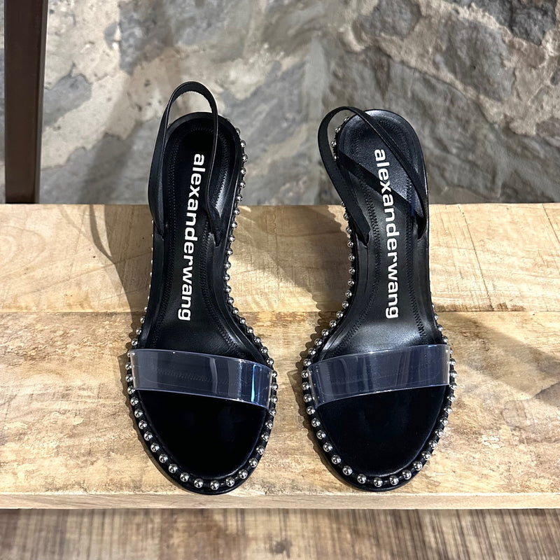 Alexander Wang Studded PVC Black Nova Sling-back Sandals