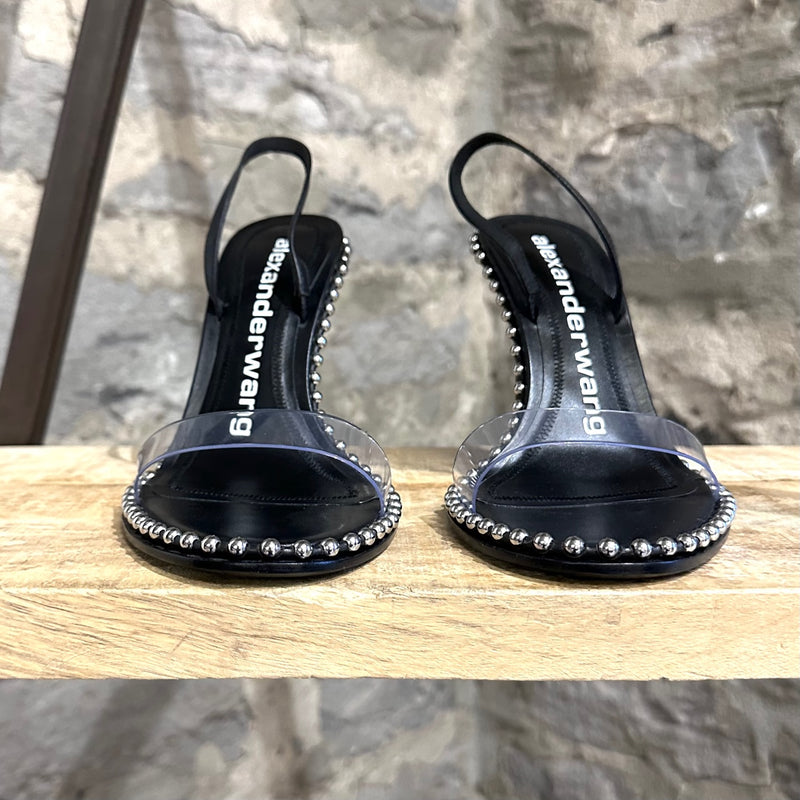 Alexander Wang Studded PVC Black Nova Sling-back Sandals