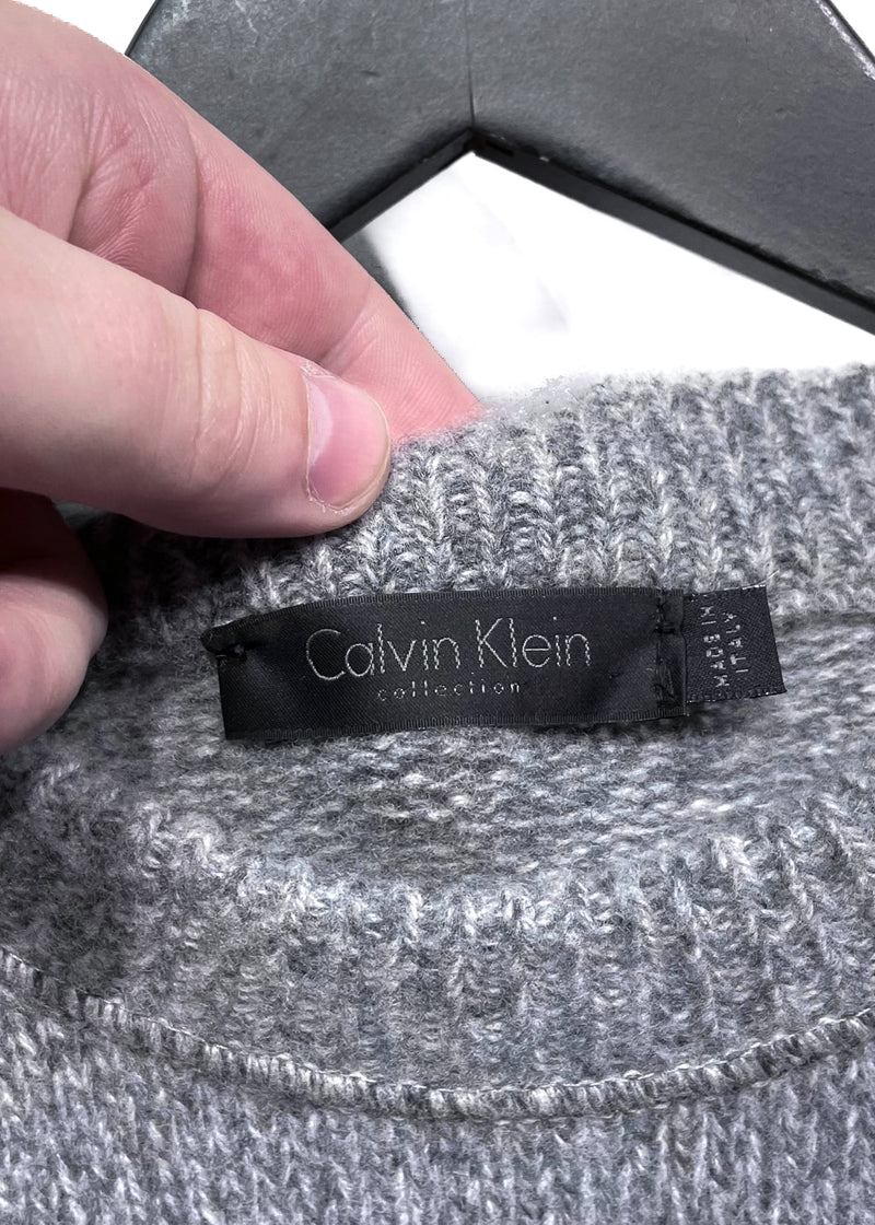 Pull ras du cou en laine gris Calvin Klein