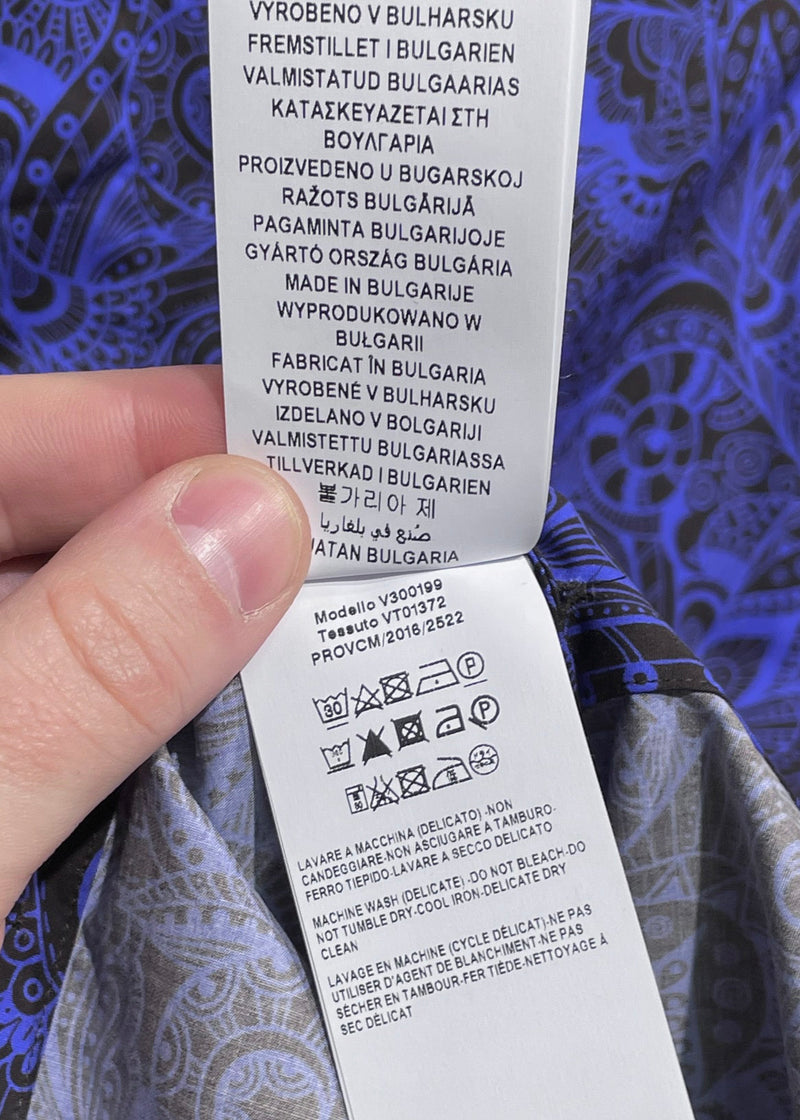 Versace Blue Brown Paisley Patterns Cotton Shirt