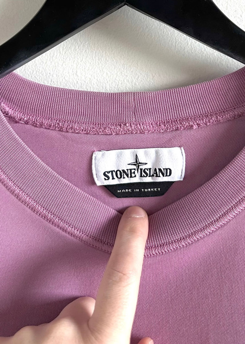Sweat Stone Island en coton lilas avec écusson