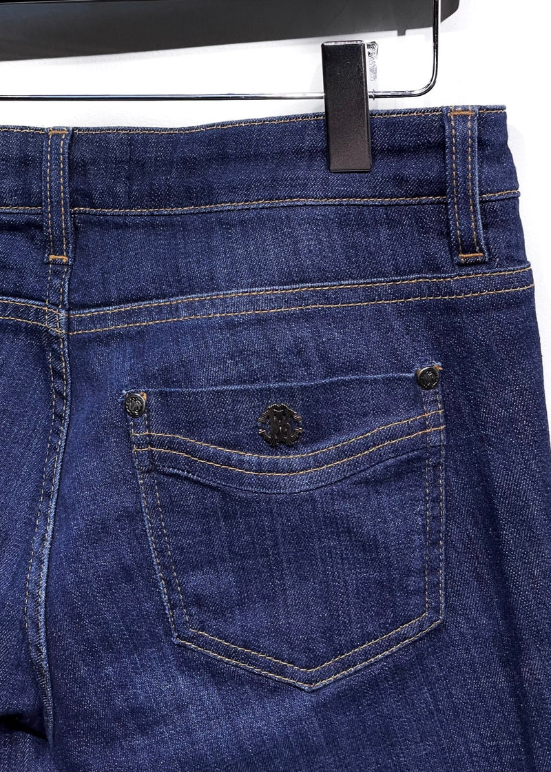 Roberto Cavalli Dark Blue Sequin Details Skinny Jeans