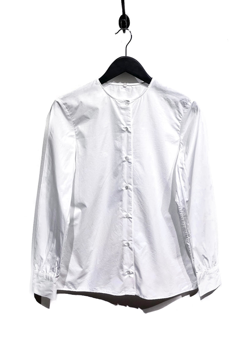 Chemise blanche Miu Miu avec col orné de paillettes bleues noires