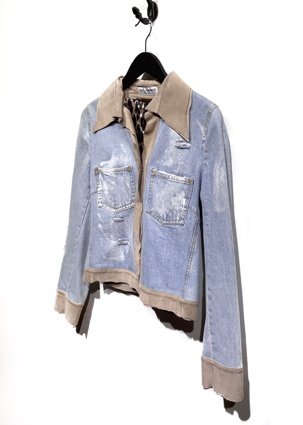 Dolce & Gabbana Suede and Jeans Distressed Jacket